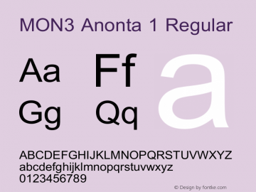 MON3 Anonta 1 Regular Version 1.001 December 28, 2012 Font Sample