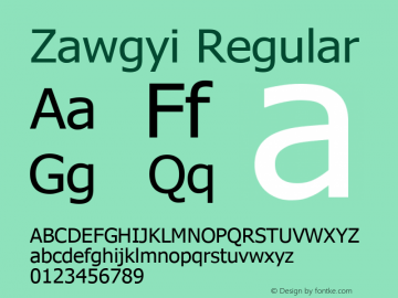 Zawgyi Regular Version 4.30 July 22, 2015 Font Sample