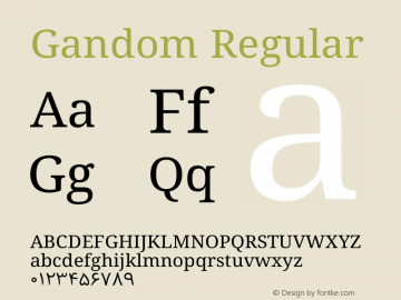 Gandom Regular Version 0.4.2 Font Sample