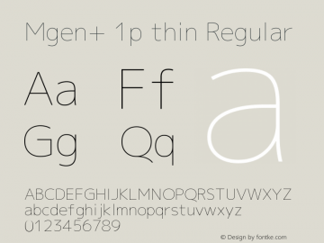 Mgen+ 1p thin Regular Version 1.059.20150602 Font Sample