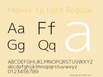 Mgen+ 1p light Regular Version 1.059.20150602 Font Sample