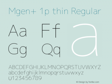 Mgen+ 1p thin Regular Version 1.059.20150602 Font Sample