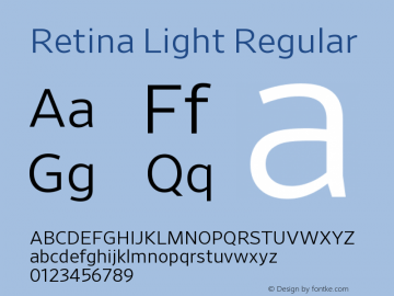Retina Light Regular Version 1.001;PS 0.009;hotconv 16.6.51;makeotf.lib2.5.65220图片样张