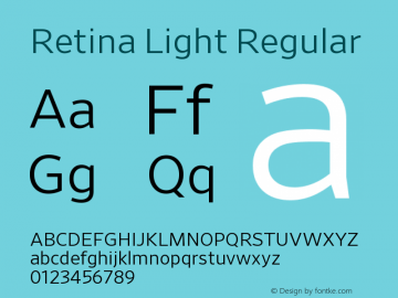 Retina Light Regular Version 1.001;PS 0.009;hotconv 16.6.51;makeotf.lib2.5.65220图片样张