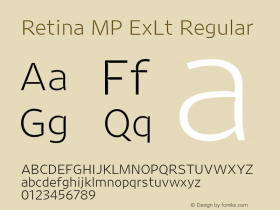 Retina MP ExLt Regular Version 1.001;PS 1.000;hotconv 16.6.51;makeotf.lib2.5.65220图片样张