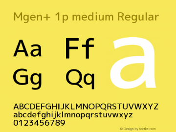 Mgen+ 1p medium Regular Version 1.059.20150602 Font Sample