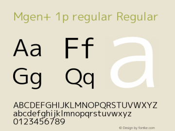 Mgen+ 1p regular Regular Version 1.059.20150602 Font Sample