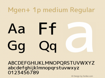Mgen+ 1p medium Regular Version 1.059.20150602 Font Sample