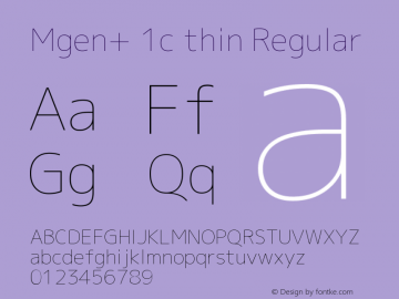 Mgen+ 1c thin Regular Version 1.059.20150602 Font Sample