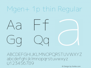 Mgen+ 1p thin Regular Version 1.059.20150602 Font Sample