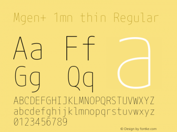 Mgen+ 1mn thin Regular Version 1.059.20150602 Font Sample