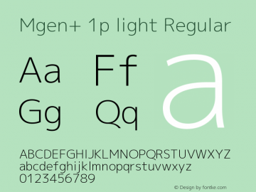 Mgen+ 1p light Regular Version 1.059.20150602 Font Sample