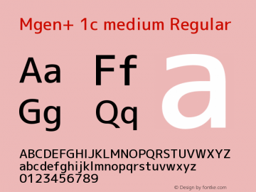 Mgen+ 1c medium Regular Version 1.059.20150602 Font Sample