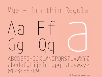 Mgen+ 1mn thin Regular Version 1.059.20150602 Font Sample