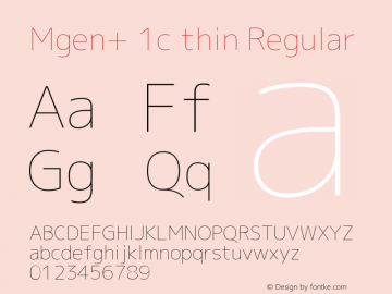 Mgen+ 1c thin Regular Version 1.059.20150602 Font Sample