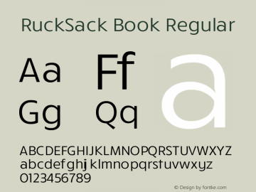 RuckSack Book Regular Version 1.001;PS 001.001;hotconv 1.0.88;makeotf.lib2.5.64775 Font Sample