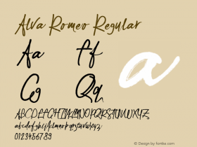 Alva Romeo Regular Version 1.000;PS 001.001;hotconv 1.0.56图片样张