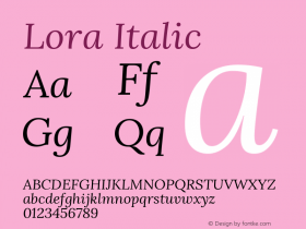 Lora Italic Version 2.000图片样张