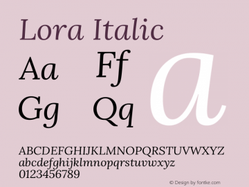 Lora Italic Version 2.000图片样张