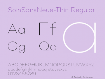 SoinSansNeue-Thin Regular Version 5.009 Font Sample