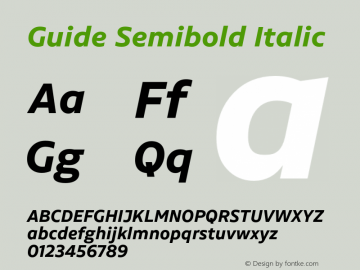 Guide Semibold Italic Version 1.0 Font Sample