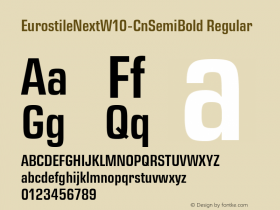 EurostileNextW10-CnSemiBold Regular Version 1.00 Font Sample