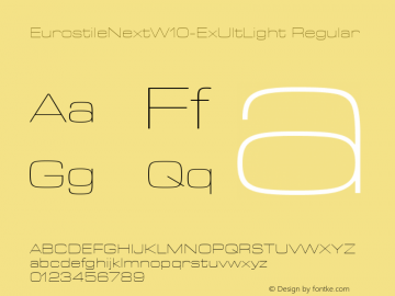 EurostileNextW10-ExUltLight Regular Version 1.00 Font Sample