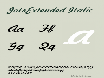 JotsExtended Italic Macromedia Fontographer 4.1 7/1/96图片样张