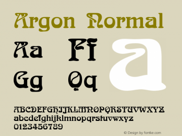 Argon Normal Altsys Fontographer 4.1 10/31/95 Font Sample