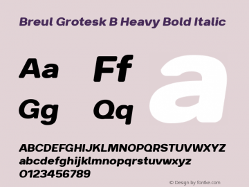 Breul Grotesk B Heavy Bold Italic Version 1.000图片样张