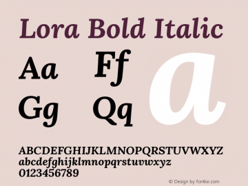Lora Bold Italic Version 2.000图片样张