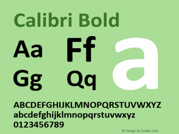 Calibri Bold Version 6.18 Font Sample
