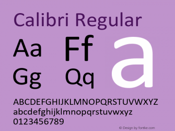 Calibri Regular Version 6.18 Font Sample
