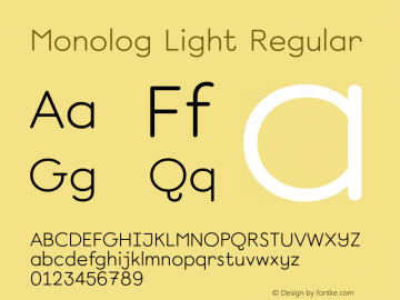 Monolog Light Regular Version 1.005 Font Sample