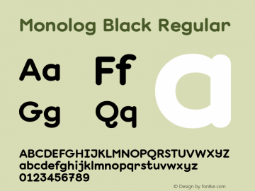Monolog Black Regular Version 1.005 Font Sample