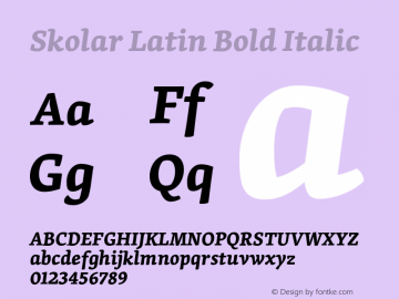 Skolar Latin Bold Italic Version 3.400;PS 2.700;hotconv 1.0.81;makeotf.lib2.5.63406; Renamed to: Skolar Latin Font Sample