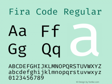 Fira Code Regular Version 3.206;PS 003.206;hotconv 1.0.88;makeotf.lib2.5.64775图片样张