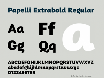 Papelli Extrabold Regular Version 1.100 Font Sample
