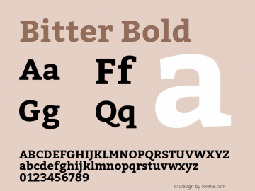 Bitter Bold Version 2.000 Font Sample