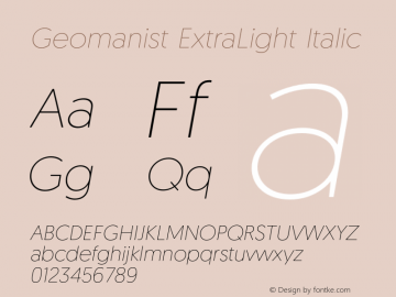 Geomanist ExtraLight Italic Version 001.001图片样张