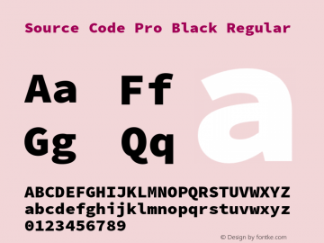 Source Code Pro Black Regular Version 1.010;PS 1.000;hotconv 1.0.70;makeotf.lib2.5.5900图片样张