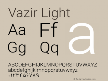 Vazir Light Version 4.2 Font Sample
