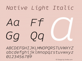 Native Light Italic Version 1.000;PS 001.000;hotconv 1.0.88;makeotf.lib2.5.64775 Font Sample