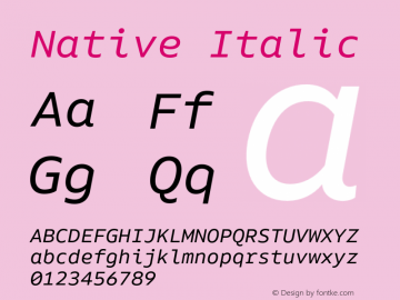 Native Italic Version 1.000;PS 001.000;hotconv 1.0.88;makeotf.lib2.5.64775 Font Sample