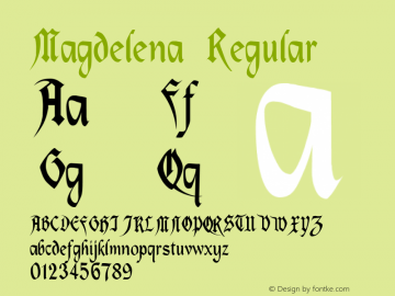 Magdelena Regular Version 1.00 Font Sample