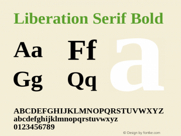 Liberation Serif Bold Version 2.00.1 Font Sample