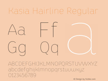 Kasia Hairline Regular Version 1.100;PS 001.100;hotconv 1.0.88;makeotf.lib2.5.64775 Font Sample