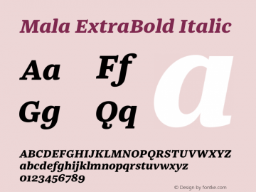 Mala ExtraBold Italic Version 1.000 Font Sample