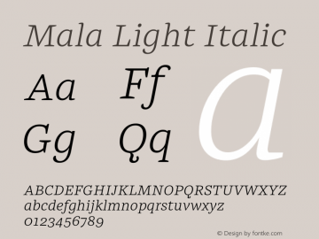 Mala Light Italic Version 1.000图片样张