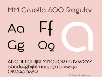 MM Cruella 400 Regular Version 1.000;PS 001.000;hotconv 1.0.88;makeotf.lib2.5.64775 Font Sample